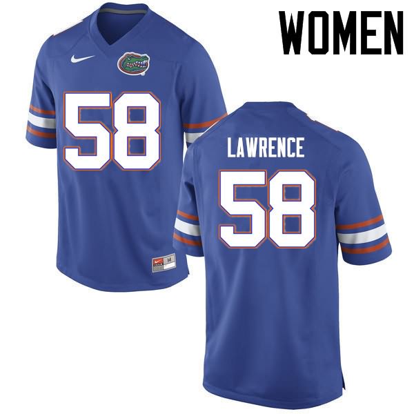 NCAA Florida Gators Jahim Lawrence Women's #58 Nike Blue Stitched Authentic College Football Jersey DOQ7264BE